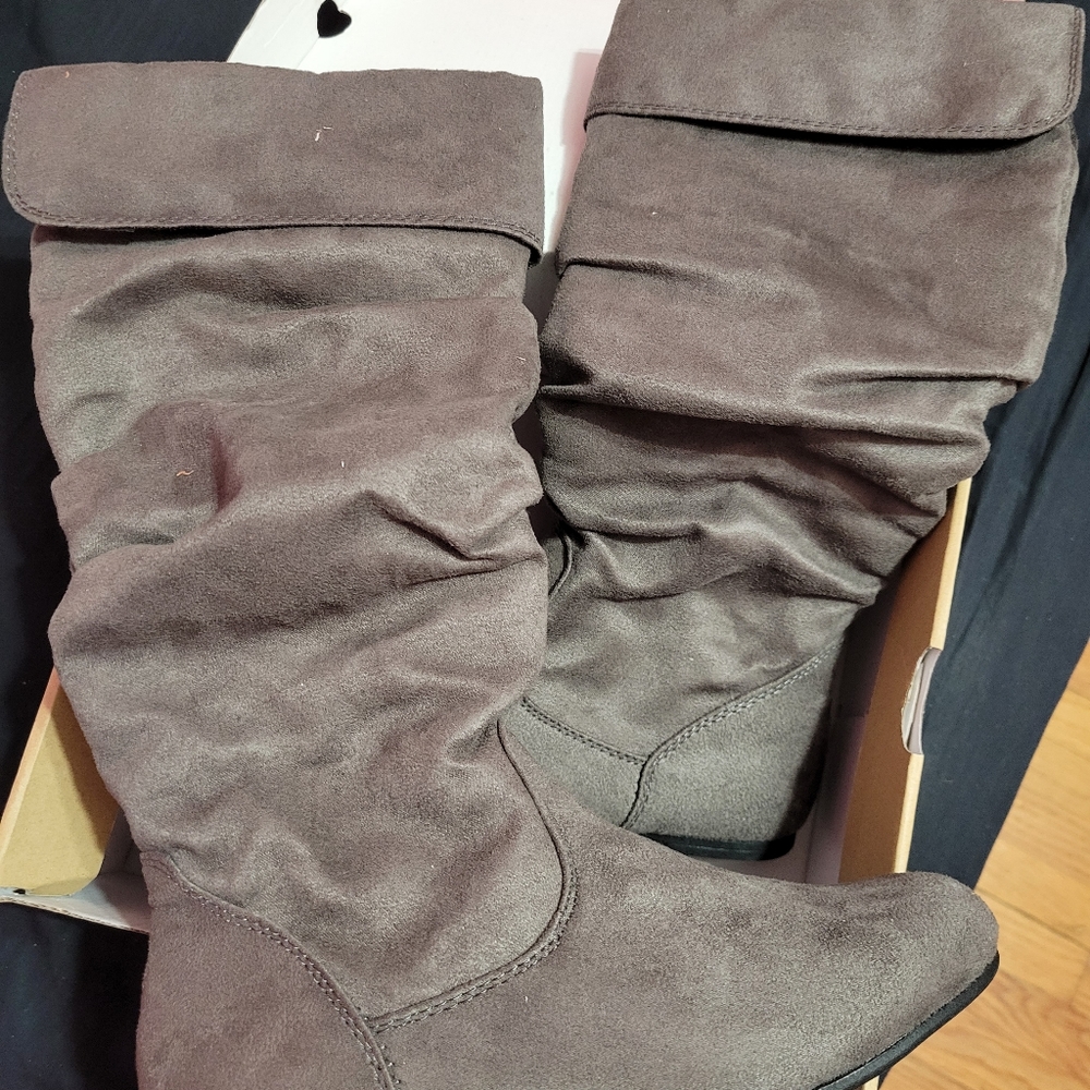 Grey suede boots